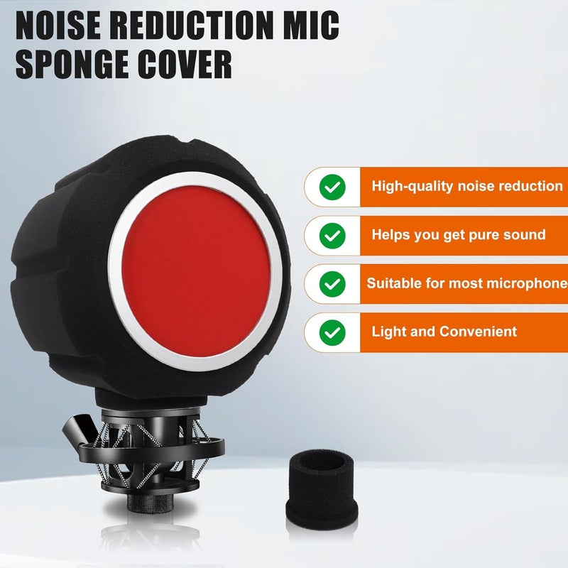 Piwerod Microphone Isolation Ball & Dual Pop Filter, Portable Foam Acoustic Noise Reduction Wind Shield with Adjustable Phone Holder for Streaming, Podcast & Vocal Recording, Compatible with Most Mics - Image 2